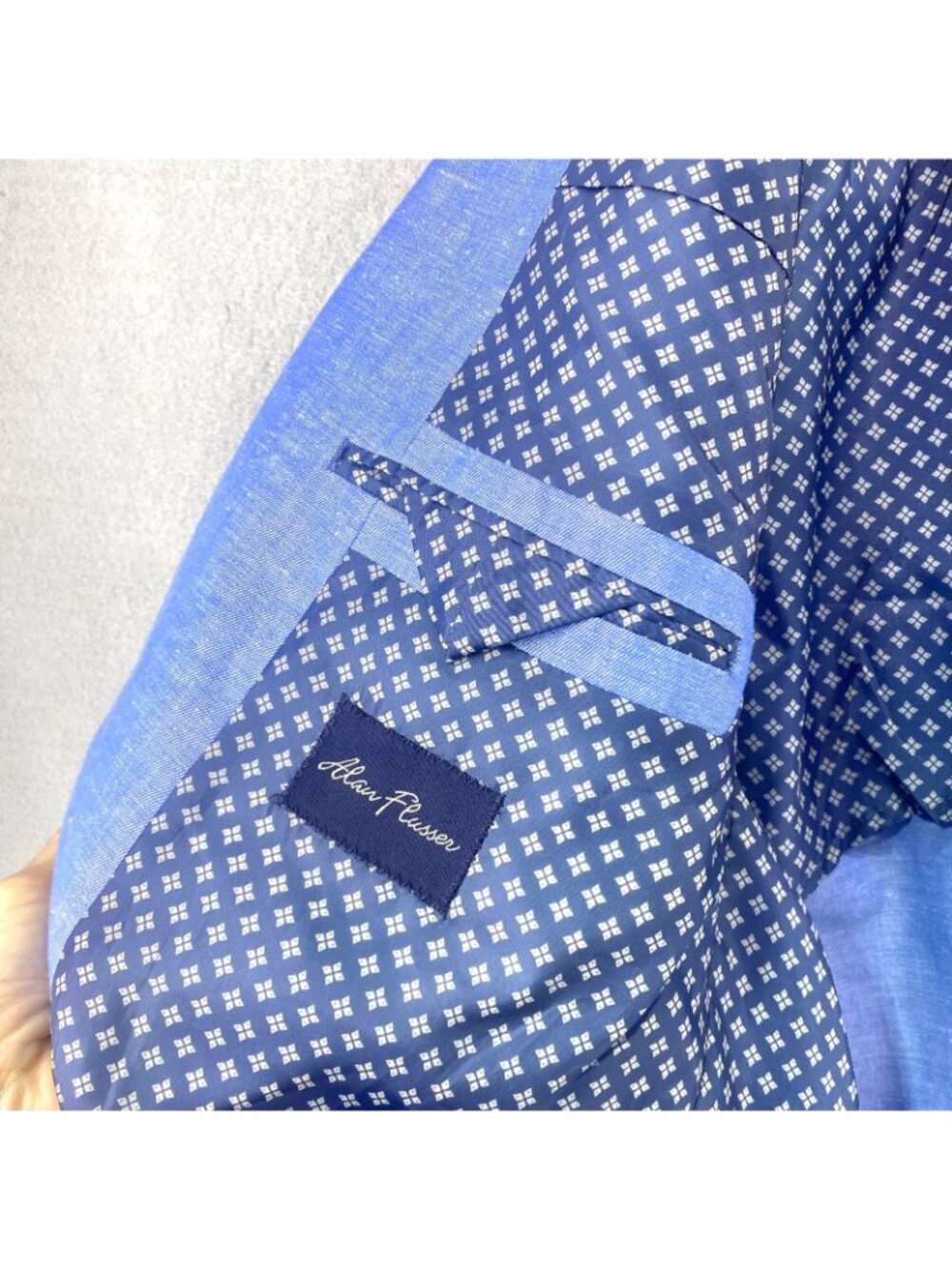 Alan Flusser Blazer Mens 48R Purple Linen Blend Sport Coat Jacket Seersucker - Picture 5 of 11
